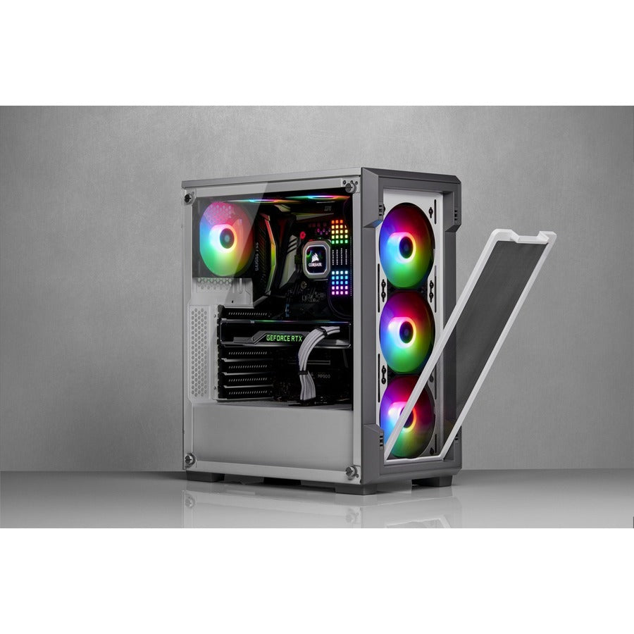Boîtier intelligent moyen tour en verre trempé Corsair iCUE 220T RGB Airflow - Blanc CC-9011174-WW