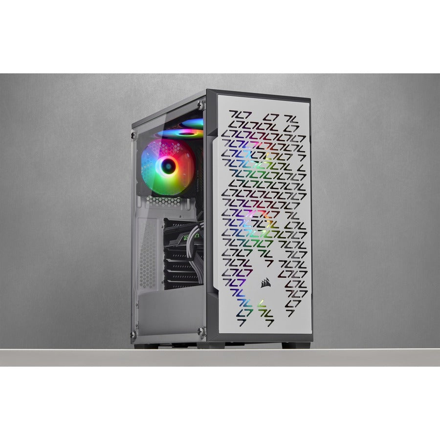 Boîtier intelligent moyen tour en verre trempé Corsair iCUE 220T RGB Airflow - Blanc CC-9011174-WW