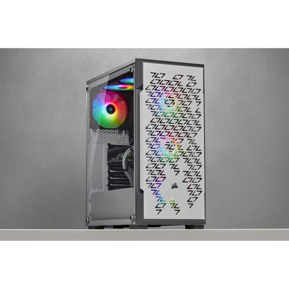 Boîtier intelligent moyen tour en verre trempé Corsair iCUE 220T RGB Airflow - Blanc CC-9011174-WW
