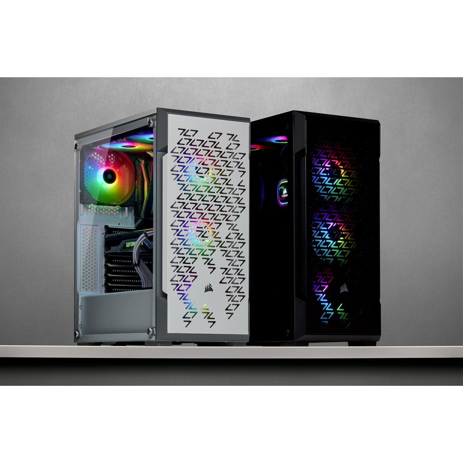 Boîtier intelligent moyen tour en verre trempé Corsair iCUE 220T RGB Airflow - Blanc CC-9011174-WW