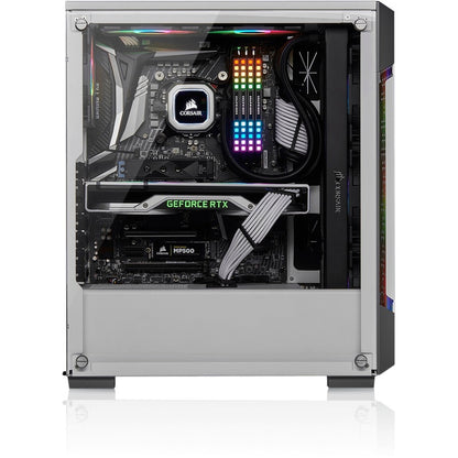 Boîtier intelligent moyen tour en verre trempé Corsair iCUE 220T RGB Airflow - Blanc CC-9011174-WW