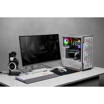 Boîtier intelligent moyen tour en verre trempé Corsair iCUE 220T RGB Airflow - Blanc CC-9011174-WW