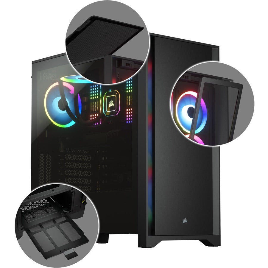 Boîtier ATX moyen-tour en verre trempé Corsair 4000D - Noir CC-9011198-WW