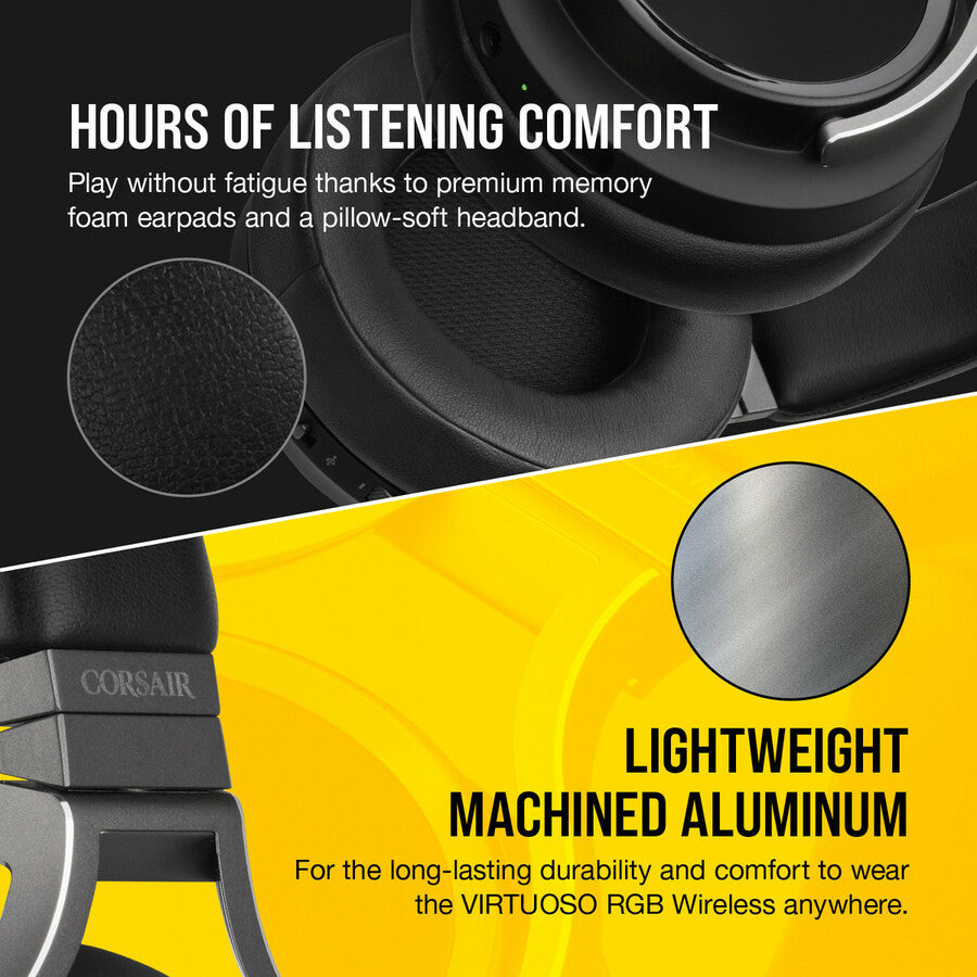 Casque de jeu haute fidélité Corsair VIRTUOSO RGB WIRELESS - Carbone CA-9011185-NA