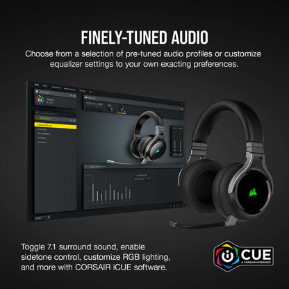 Casque de jeu haute fidélité Corsair VIRTUOSO RGB WIRELESS - Carbone CA-9011185-NA