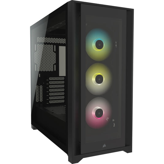 Boîtier PC intelligent Corsair iCUE 5000X RGB en verre trempé de taille moyenne ATX - Noir CC-9011212-WW