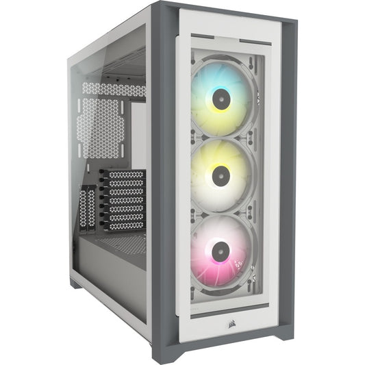 Boîtier PC intelligent Corsair iCUE 5000X RGB en verre trempé de taille moyenne ATX - Blanc CC-9011213-WW