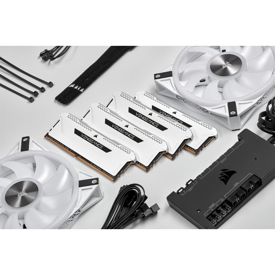 Kit de mémoire Corsair Vengeance RGB Pro SL 32 Go (2 x 16 Go) DDR4 DRAM 3600 MHz C18 - Blanc CMH32GX4M2D3600C18W