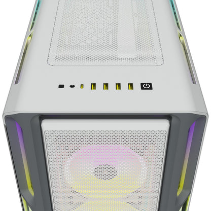 Boîtier PC ATX moyen-tour en verre trempé Corsair iCUE 5000T RGB - Blanc CC-9011231-WW
