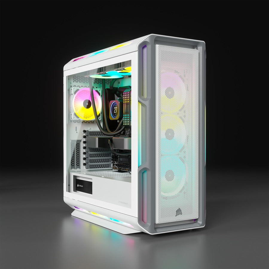 Boîtier PC ATX moyen-tour en verre trempé Corsair iCUE 5000T RGB - Blanc CC-9011231-WW