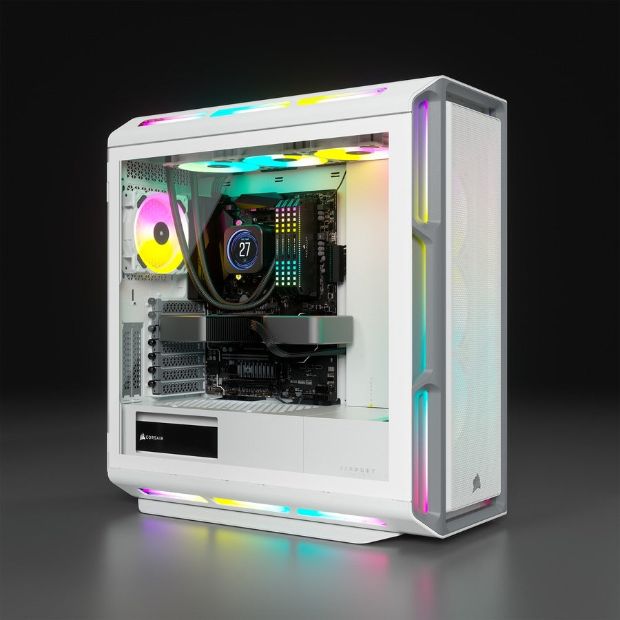 Boîtier PC ATX moyen-tour en verre trempé Corsair iCUE 5000T RGB - Blanc CC-9011231-WW