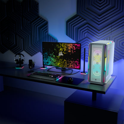 Boîtier PC ATX moyen-tour en verre trempé Corsair iCUE 5000T RGB - Blanc CC-9011231-WW