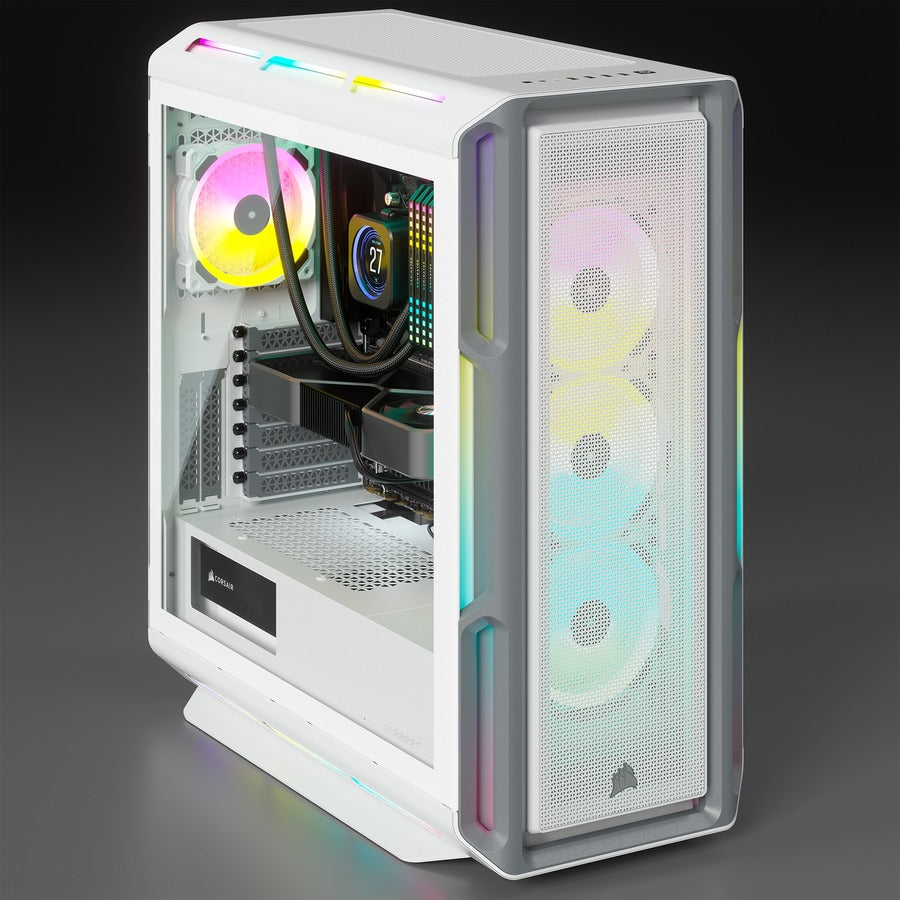 Boîtier PC ATX moyen-tour en verre trempé Corsair iCUE 5000T RGB - Blanc CC-9011231-WW