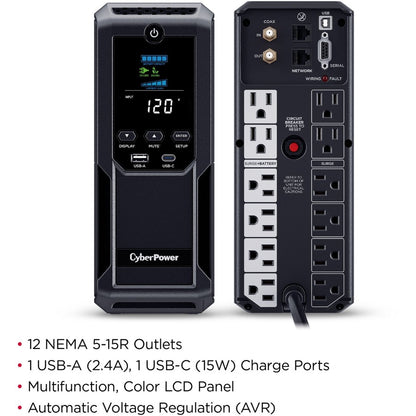 Onduleur mini-tour 1500 VA CyberPower LCD intelligent CP1500AVRLCD3 CP1500AVRLCD3