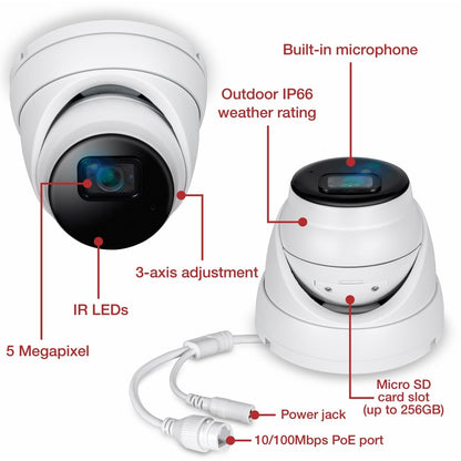 TRENDnet TV-IP1515PI 5 Megapixel Indoor/Outdoor Network Camera - Color - Dome - White - TAA Compliant TV-IP1515PI
