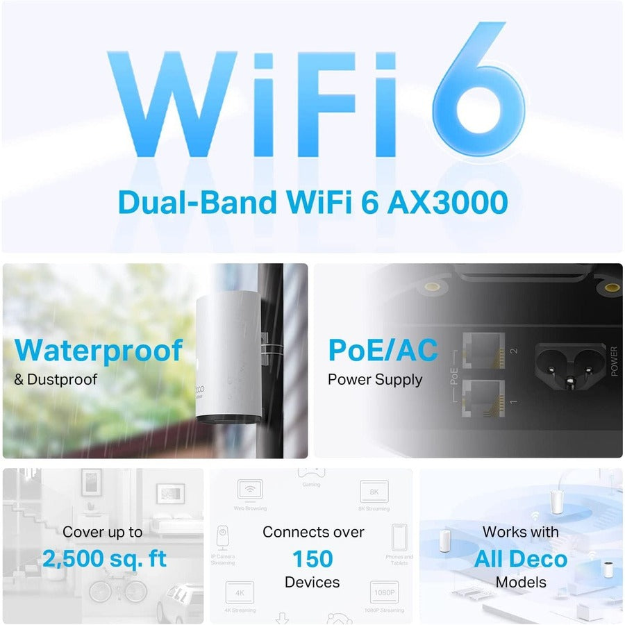 Routeur sans fil Ethernet Wi-Fi 6 IEEE 802.11ax Deco X50-Outdoor de TP-Link DecoX50-Outdoor1-pack