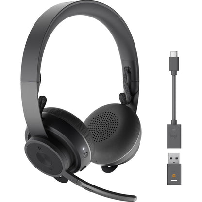Casque Bluetooth sans fil supra-auriculaire Logitech Zone 900 avec microphone antibruit avancé, connectez jusqu'à 6 appareils sans fil avec un récepteur, accès rapide à ANC et Bluetooth 981-001100
