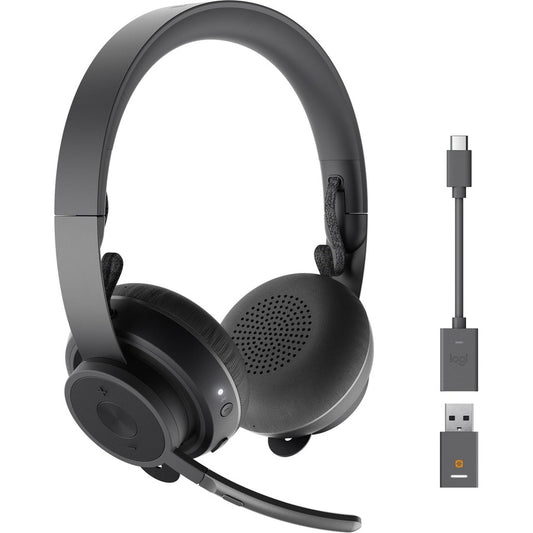 Casque Bluetooth sans fil supra-auriculaire Logitech Zone 900 avec microphone antibruit avancé, connectez jusqu'à 6 appareils sans fil avec un récepteur, accès rapide à ANC et Bluetooth 981-001100