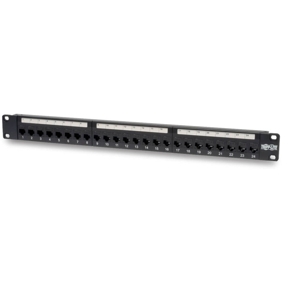 Panneau de brassage Tripp Lite 24 ports Cat6 Cat5 traversant pour montage en rack 568A/B RJ45 1URM TAA N254-024