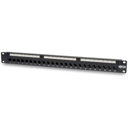 Panneau de brassage Tripp Lite 24 ports Cat6 Cat5 traversant pour montage en rack 568A/B RJ45 1URM TAA N254-024