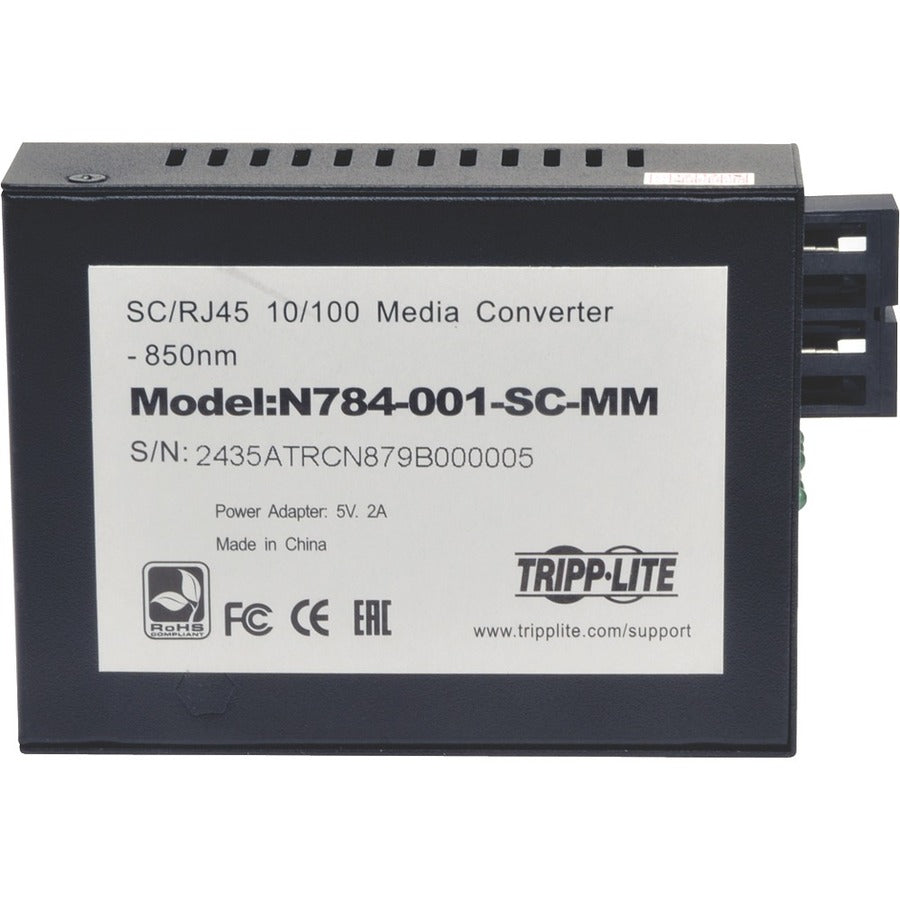 Convertisseur de média multimode 10/100 SC Tripp Lite par Eaton, 550 M, 850 nm N784-001-SC-MM