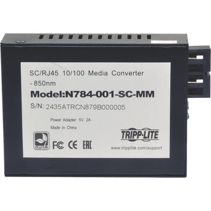 Convertisseur de média multimode 10/100 SC Tripp Lite par Eaton, 550 M, 850 nm N784-001-SC-MM