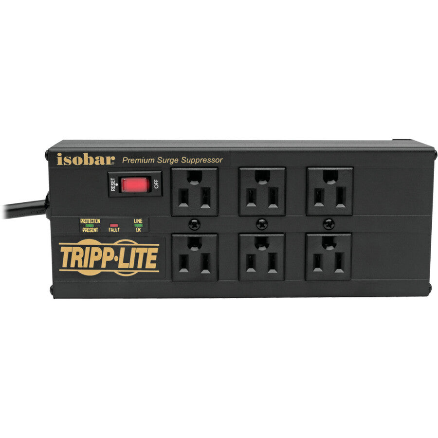 Multiprise avec parasurtenseur Tripp Lite Isobar 6 prises, 2 ports de chargement USB, cordon de 10 pieds - 6 x NEMA 5-15R, 2 x USB - 1440 VA - 3840 J - Entrée 120 V CA IBAR6ULTRAUSBB