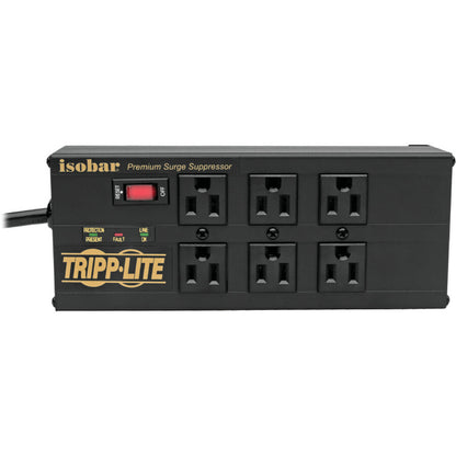 Multiprise avec parasurtenseur Tripp Lite Isobar 6 prises, 2 ports de chargement USB, cordon de 10 pieds - 6 x NEMA 5-15R, 2 x USB - 1440 VA - 3840 J - Entrée 120 V CA IBAR6ULTRAUSBB