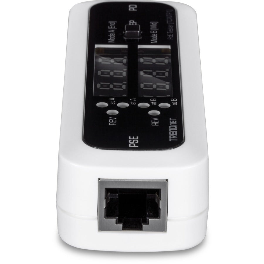 Testeur PoE en ligne TRENDnet, TC-NTP1, teste 4PPoE, PoE+, PoE et technologie PoE passive, puissance, tension, ampérage, polarité, affichage LED, sans batterie, dépannage des problèmes PoE, IEEE 802.3af/at/bt TC-NTP1