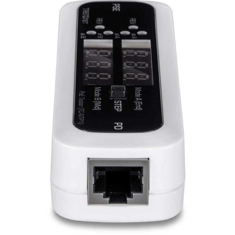 Testeur PoE en ligne TRENDnet, TC-NTP1, teste 4PPoE, PoE+, PoE et technologie PoE passive, puissance, tension, ampérage, polarité, affichage LED, sans batterie, dépannage des problèmes PoE, IEEE 802.3af/at/bt TC-NTP1