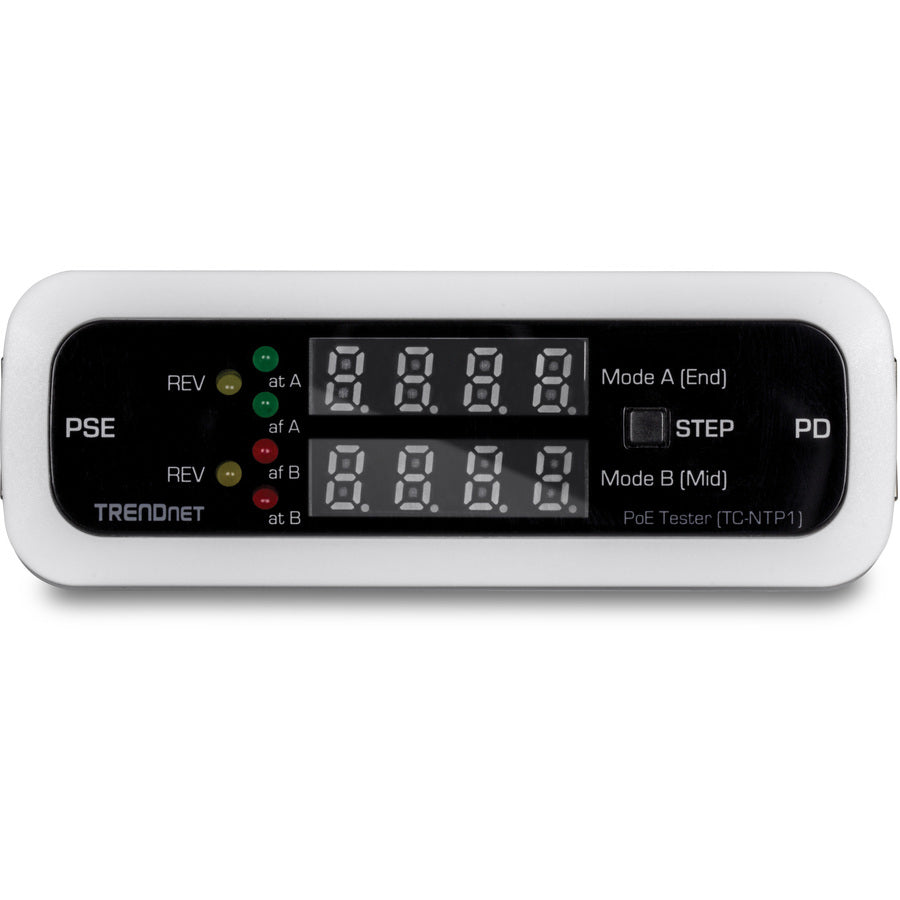 Testeur PoE en ligne TRENDnet, TC-NTP1, teste 4PPoE, PoE+, PoE et technologie PoE passive, puissance, tension, ampérage, polarité, affichage LED, sans batterie, dépannage des problèmes PoE, IEEE 802.3af/at/bt TC-NTP1