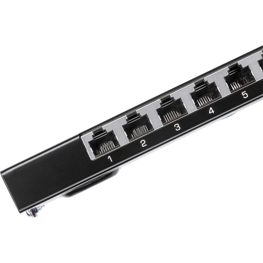 Panneau de brassage blindé TRENDnet Cat6A à 8 ports, prêt pour montage mural, compatible 10G, compatible Cat5e, Cat6, Cat6A, boîtier métallique, étiquetage à code couleur pour câblage T568A et T568B, gestion des câbles, noir, TC-P08C6AS TC-P08C6AS