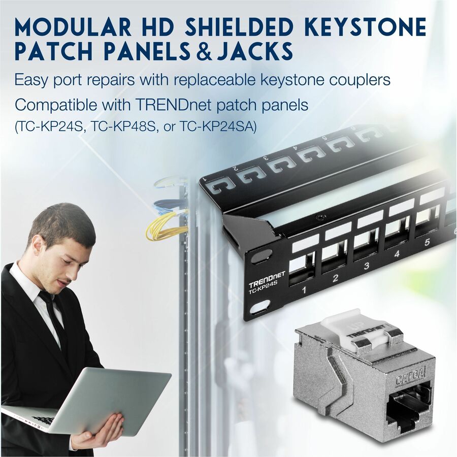 Coupleur en ligne TRENDnet Cat6A RJ-45 Keystone (lot de 6) TC-KC06C6A
