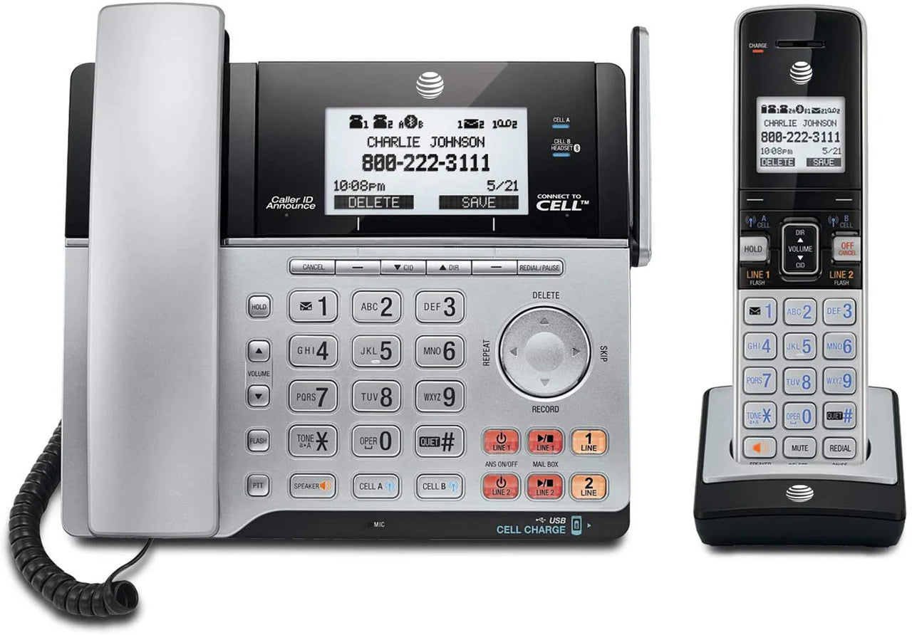 AT&T 2-line Connect to Cell™ corded/cordless answering system with caller ID/call waiting
