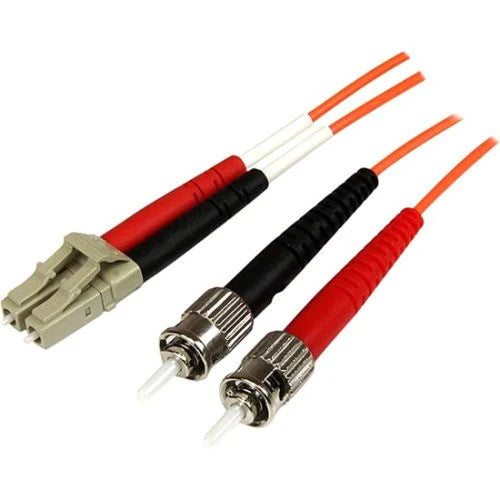 Câble à fibre optique StarTech.com de 2 m - Duplex multimode 50/125 - OFNP Plenum - LC/ST - OM2 - Câble de raccordement à fibre optique LC vers ST 50FIBPLCST2