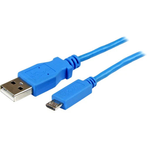 StarTech.com Câble USB vers Micro USB Slim pour smartphones et tablettes Bleu 1 m - A vers Micro BM/M USBAUB1MBL