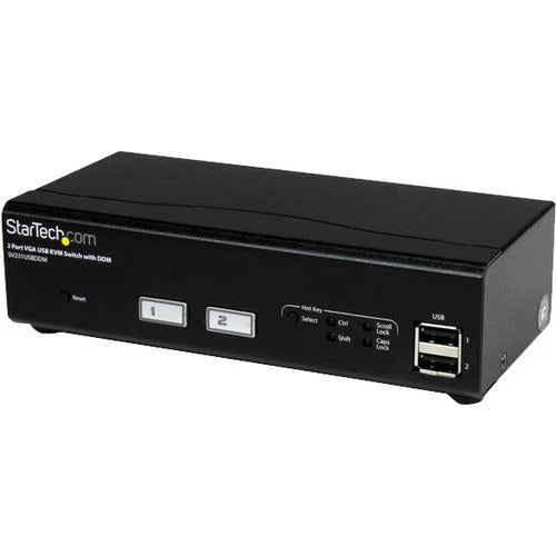 Commutateur KVM USB VGA à 2 ports StarTech.com avec technologie de commutation rapide DDM et câbles SV231USBDDM