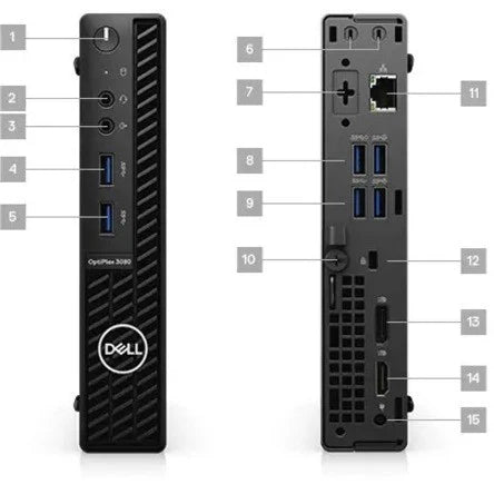 Dell OptiPlex 3000 3080 Desktop Computer - Intel Core i5 10th Gen i5-10500T Hexa-core (6 Core) 2.30 GHz - 8 GB RAM DDR4 SDRAM - 500 GB HDD - Micro PC 4GFF5