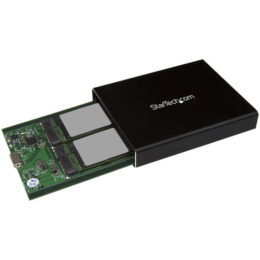 StarTech.com Dual mSATA Enclosure - RAID - mSATA SSD Enclosure - USB 3.1 (10Gbps) - USB-C & USB-A External Enclosure - Aluminum SMS2BU31C3R