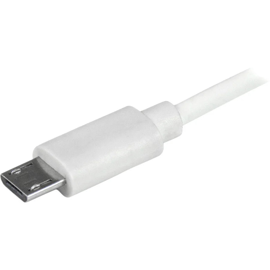 Chargeur de voiture double port blanc Star Tech.com avec câble micro USB et port USB 2.0 - Haute puissance (21 W / 4,2 A) USBUB2PCARW