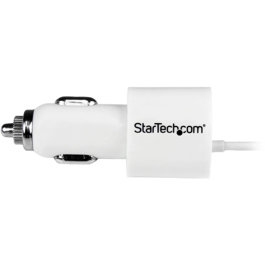 Chargeur de voiture double port blanc Star Tech.com avec câble micro USB et port USB 2.0 - Haute puissance (21 W / 4,2 A) USBUB2PCARW