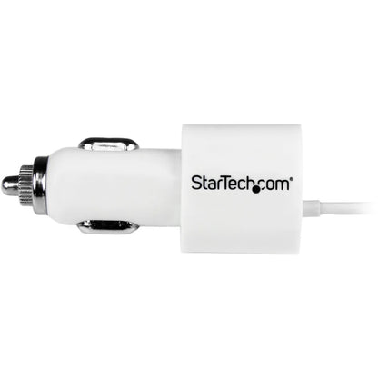 Chargeur de voiture double port blanc Star Tech.com avec câble micro USB et port USB 2.0 - Haute puissance (21 W / 4,2 A) USBUB2PCARW