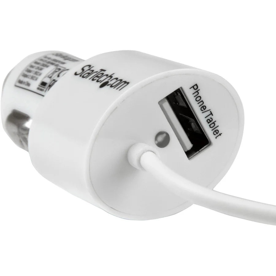 Chargeur de voiture double port blanc Star Tech.com avec câble micro USB et port USB 2.0 - Haute puissance (21 W / 4,2 A) USBUB2PCARW