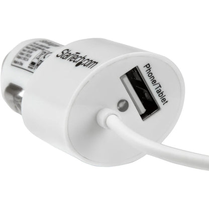 Chargeur de voiture double port blanc Star Tech.com avec câble micro USB et port USB 2.0 - Haute puissance (21 W / 4,2 A) USBUB2PCARW