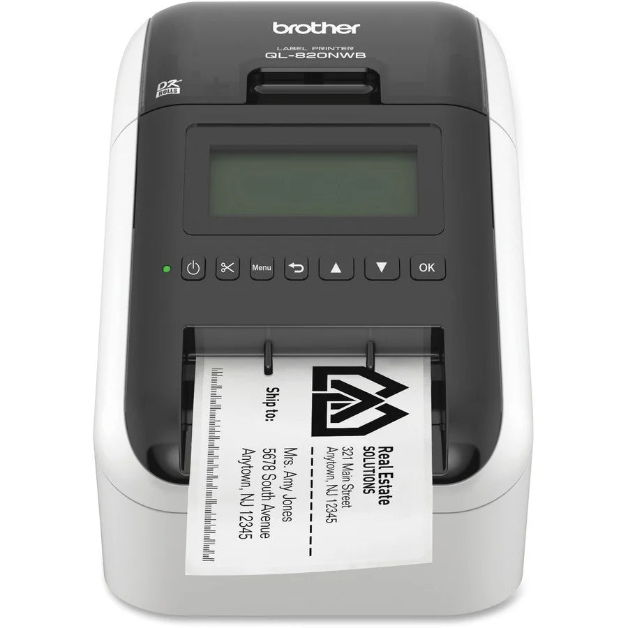 Imprimante thermique directe Brother QL820NWB - Monochrome - Portable - Impression d'étiquettes - Ethernet - USB - Bluetooth QL820NWB