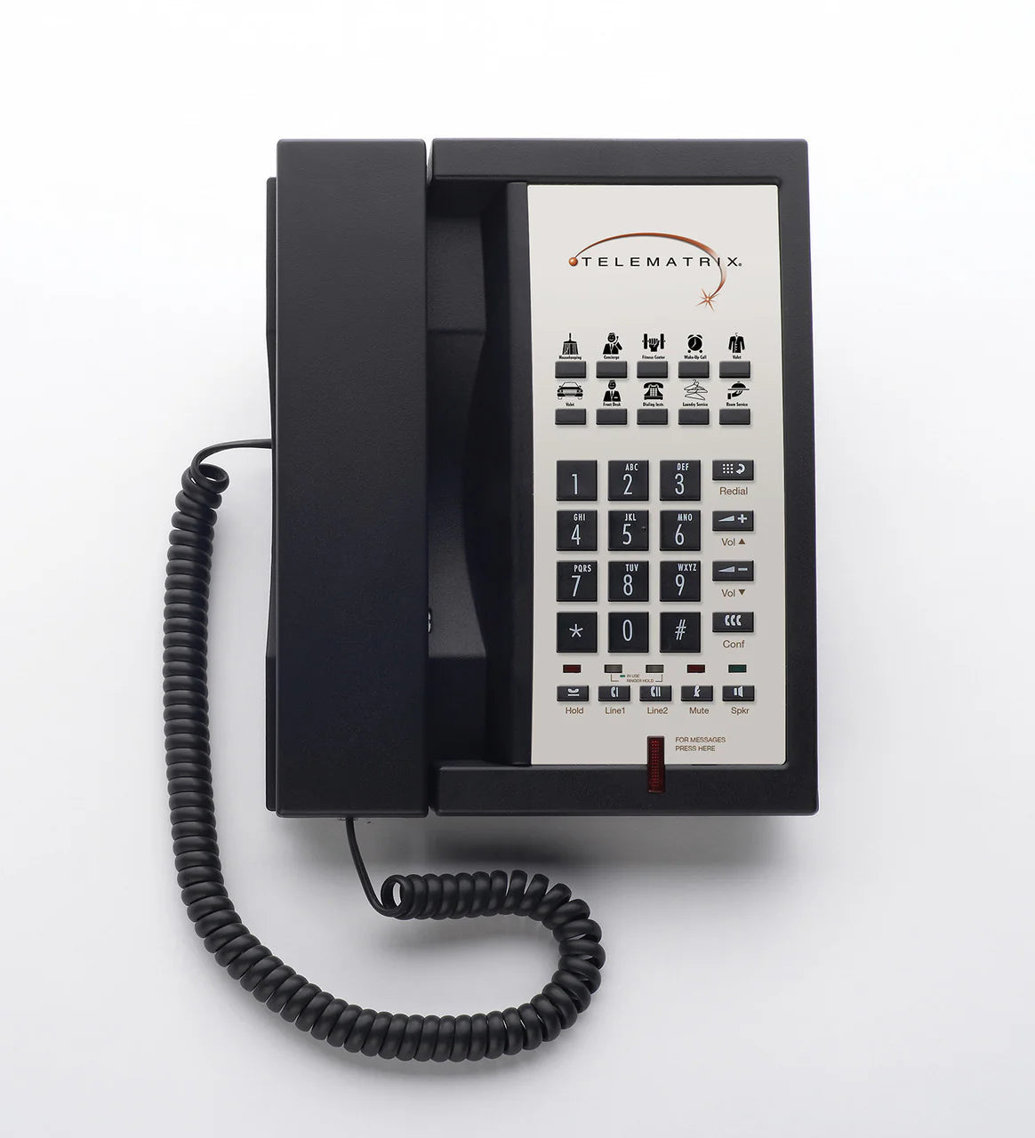 Téléphone à haut-parleur 2 lignes 10 boutons Telematrix 3302MWD Noir