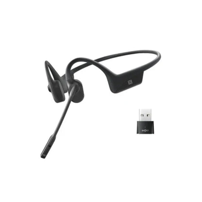 Shokz OpenComm UC avec clé USB-C - Casque stéréo Bluetooth avec micro à perche antibruit et conduction osseuse - Résistant à l'eau IP55 - Cosmic Black 