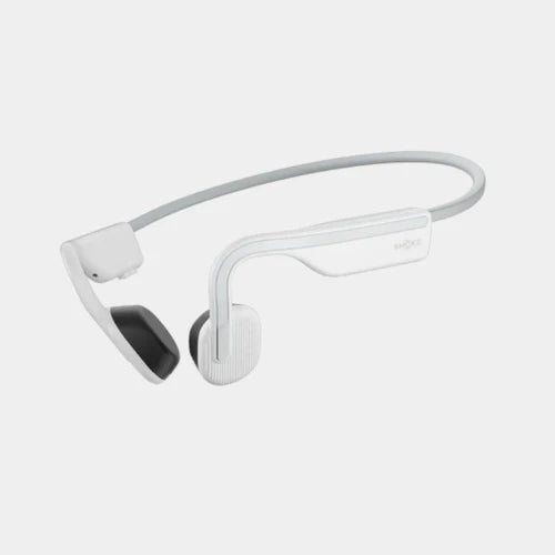 Casque Bluetooth AfterShokz OpenMove avec micro à conduction osseuse - Léger - Résistant à l'eau IP55 - Autonomie de la batterie de 6 heures - Blanc alpin 