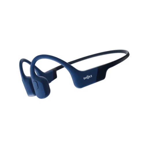 Casque Bluetooth AfterShokz OpenRun avec micro à conduction osseuse - Léger - Étanche IP67 - Autonomie de la batterie de 8 heures - Bleu 