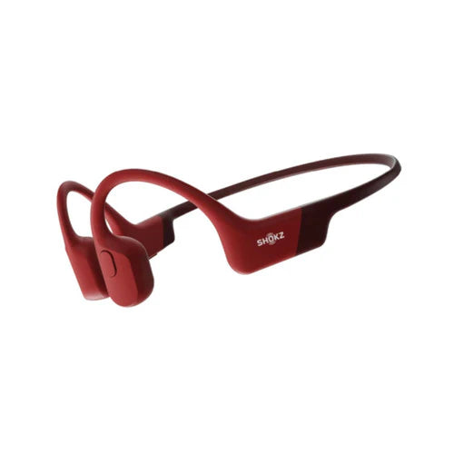 Casque Bluetooth AfterShokz OpenRun avec micro à conduction osseuse - Léger - Étanche IP67 - Autonomie de la batterie de 8 heures - Rouge 